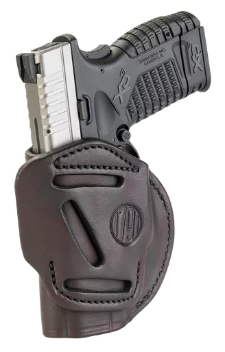 1791 Gunleather 4WH4SBRR 4-WayIWB/OWB Size 04 Signature Brown Leather Belt Clip Compatible w/Glock 26/S&W M&P Shield/Springfield XD/XDS Right Hand