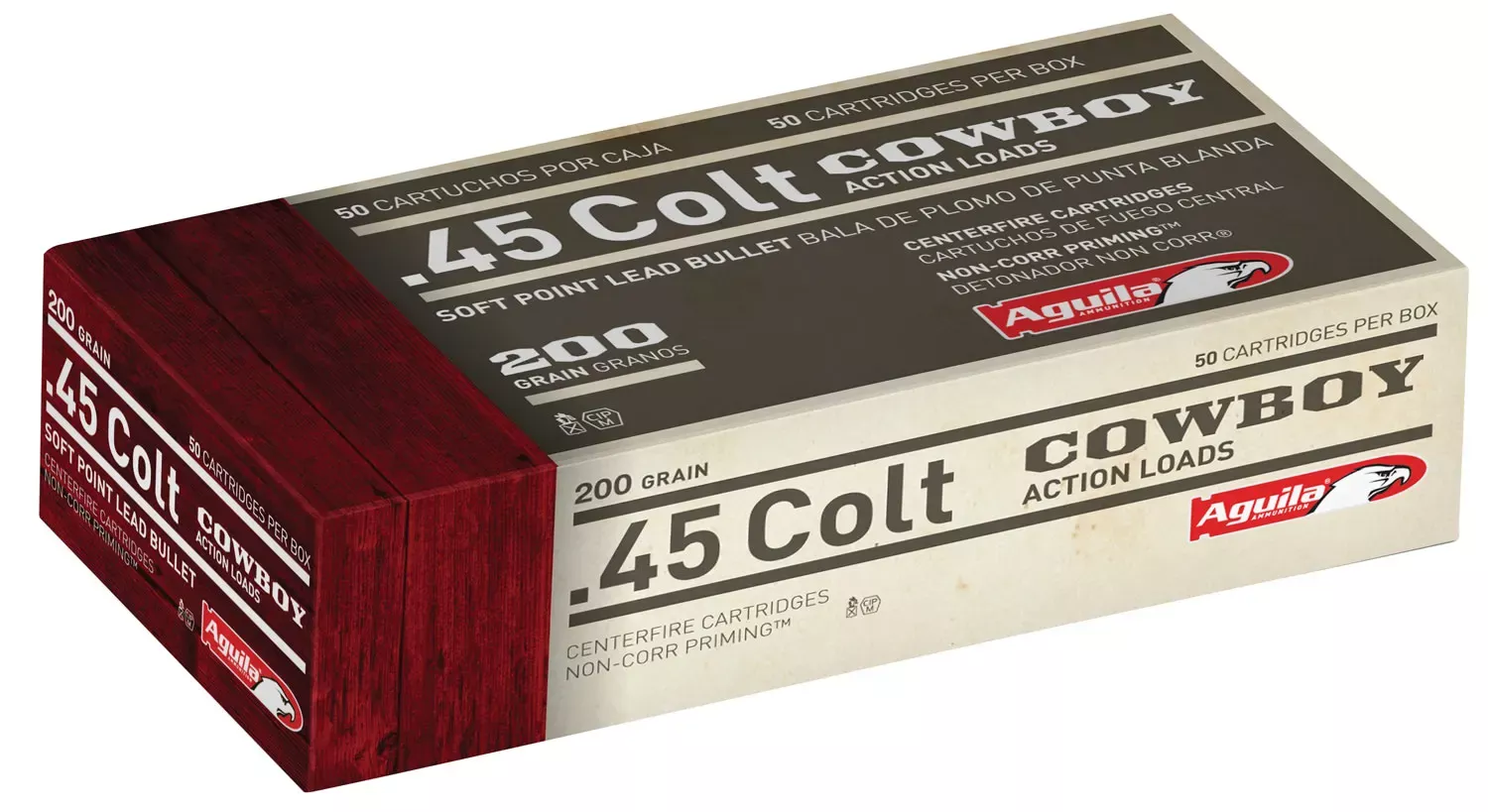 Aguila 1E454319 Centerfire Pistol Ammo 45 COLT, SPLN, 200 Gr, 600 fpf