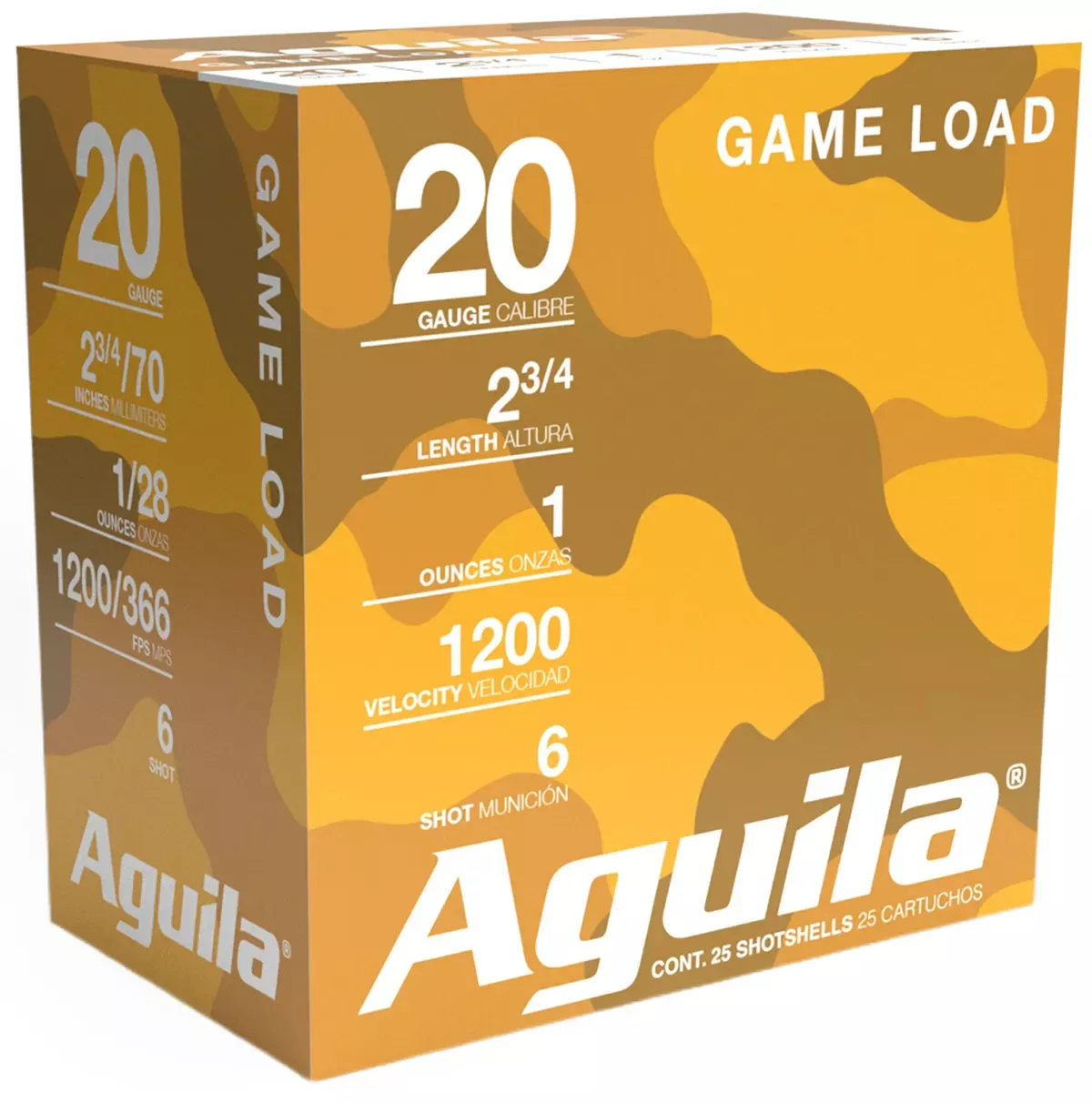Aguila Birdshot High Velocity Shotshells 20ga 2-3/4″ 1.0 oz #6 Lead Shot 25 Shells Per Box