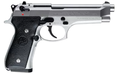 Beretta USA JS92F520M 92FS Inox Full Size 9mm Luger 15+1 4.90" Satin Stainless Barrel, Serrated Slide & Alloy Frame, Black Stippled Rubber Grips