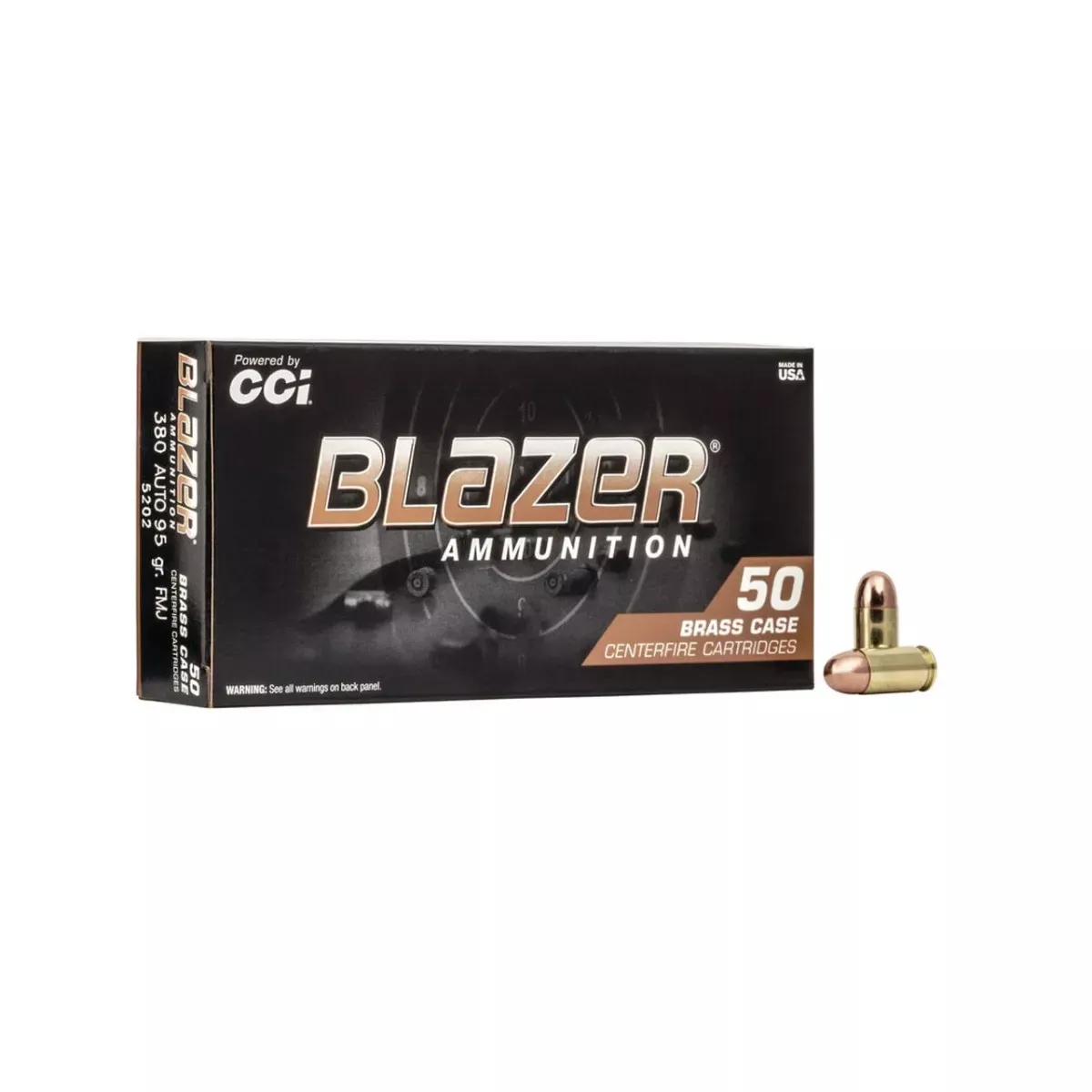 CCI Blazer Brass 380 ACP 95 Gr. Full Metal Jacket 50/Box