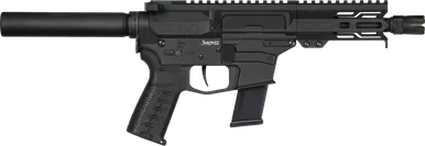 CMMG 45AE70FAB Banshee MKG 45 ACP 13+1 5" Black Nitride Medium Taper Threaded Barrel, EML 4" M-LOK Handguards, Black Armor Cerakote Aluminum Picatinny Rail Receiver, Pistol Tube, CMMG Zeroed Grips