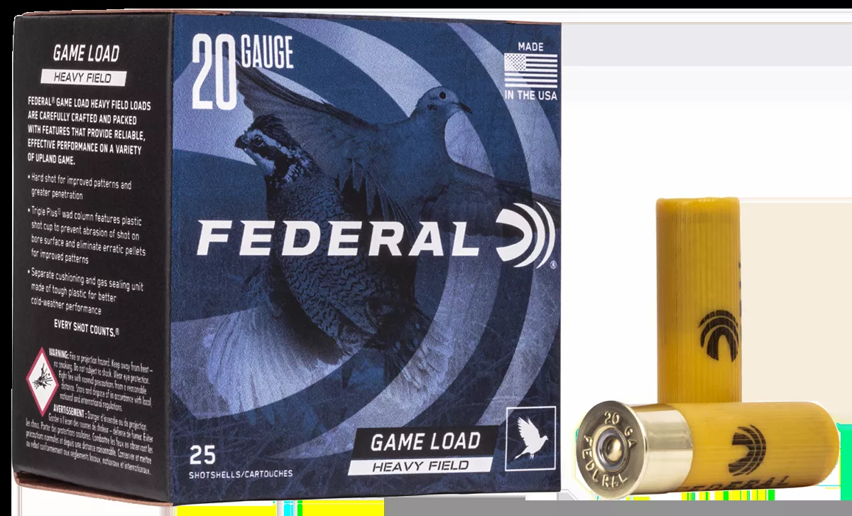Federal Game-Shok Heavy Field Load 20ga 2-3/4″ 1.0 oz #7.5 Lead Shot 25 Shells Per Box