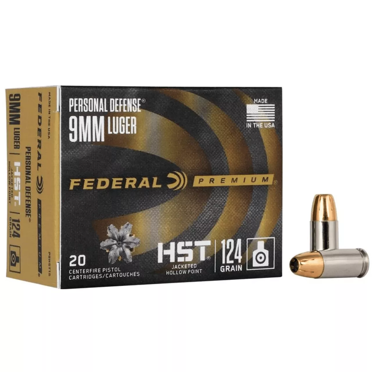 Federal HST Personal Defense 9mm Luger 124 Gr JHP 20 Rounds