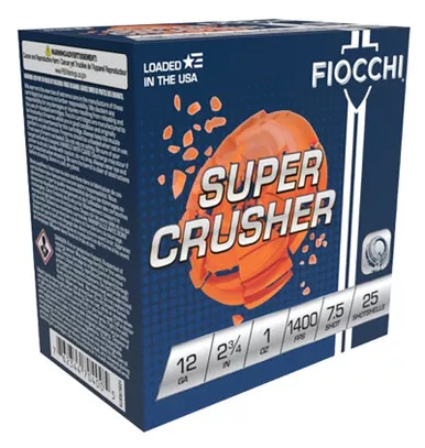 Fiocchi SuperCrusher 12ga, 2.75" Barrel, 1oz 7.5 Shot, 1400 FPS
