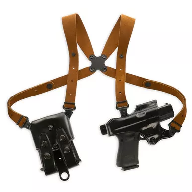 Galco Jackass Rig Shoulder Holster – Right Hand, Fits Glock 17/19/26, Black Leather