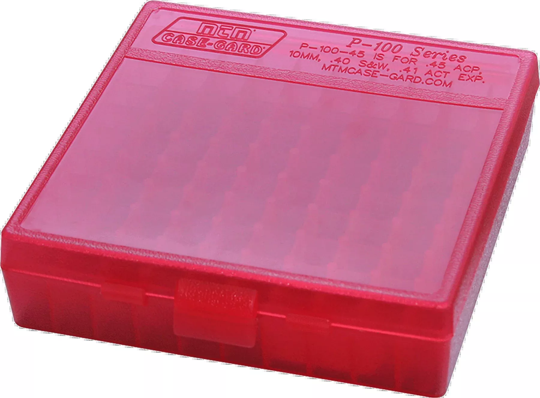 MTM Case-Gard P100929 Ammo Box Flip-Top 9mm/380 ACP 100-Rd Clear Red Polypropylene