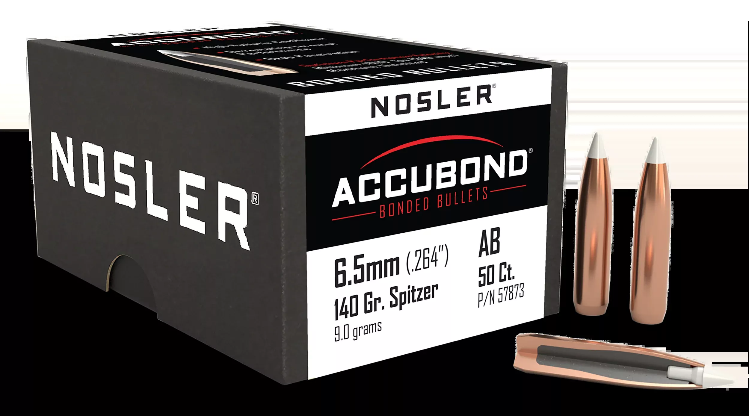 Nosler AccuBond 6.5 Creedmoor .264 140gr Spitzer Point Reloading Bullets - 50/Box
