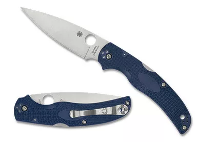 Spyderco Native Chief Lightweight Lockback Folding Knife - 4.02" CPM-S110V Satin Plain Blade, Dark Blue FRN Handles - C244PDBL
