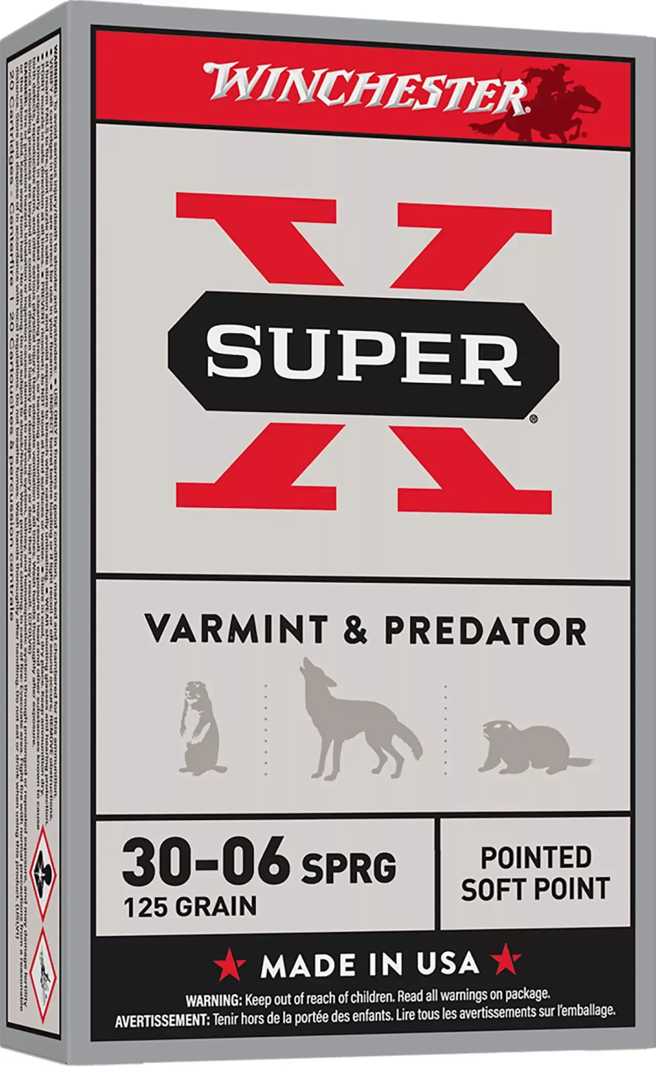 Winchester Super X .30-06 Springfield Ammo 125 gr Pointed Soft Point 20 Rounds X30062