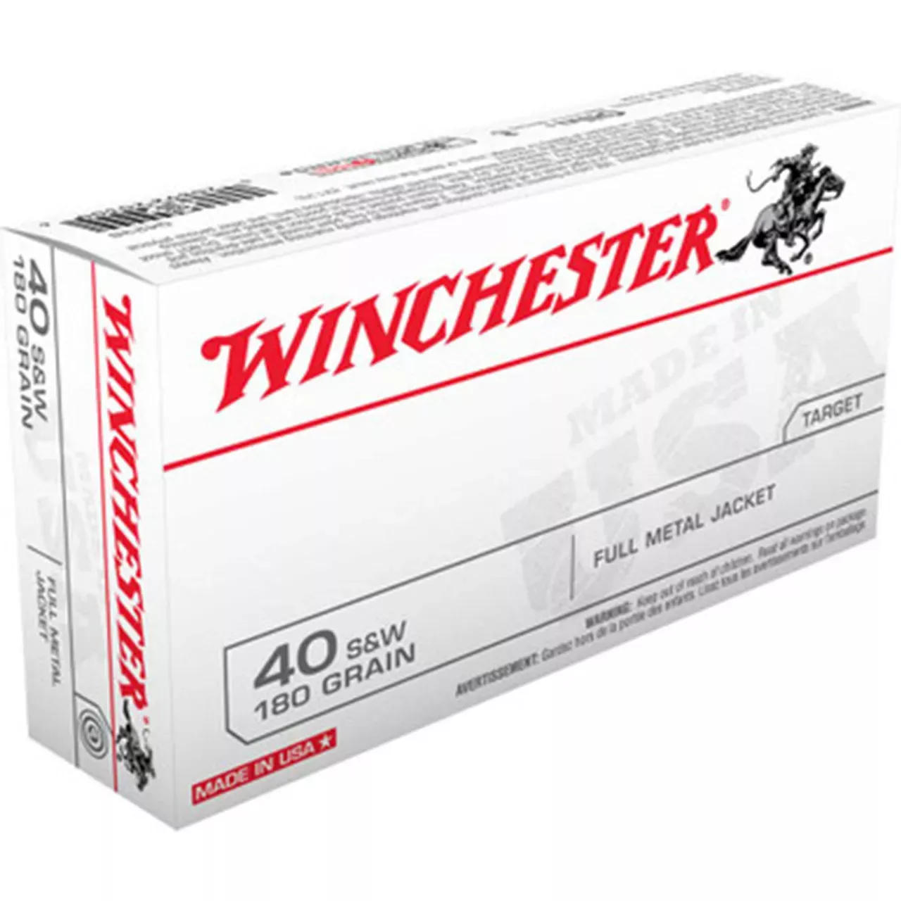 Winchester USA .40 S&W Ammo 180gr FMJ 50Rds. USA4238
