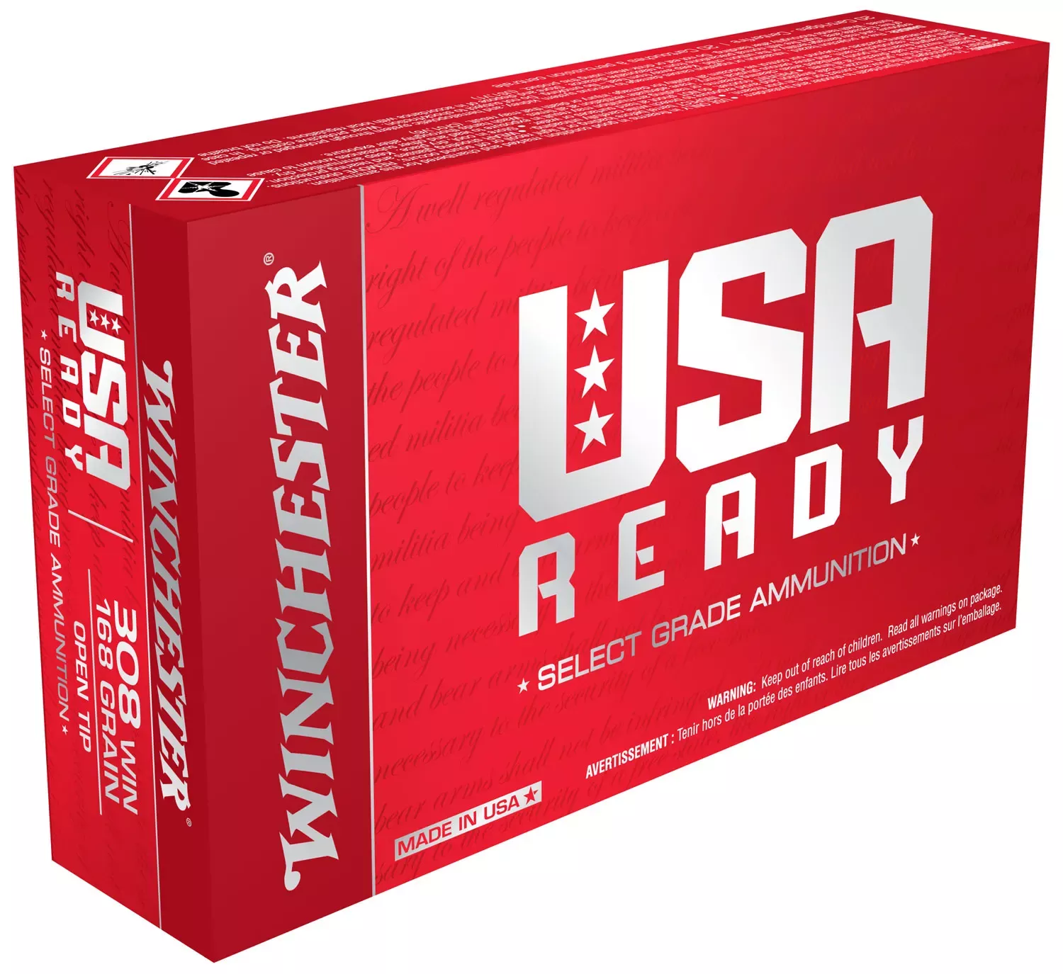 Winchester USA Ready 308 Win. 168 Gr. Open Tip Range 20/Box